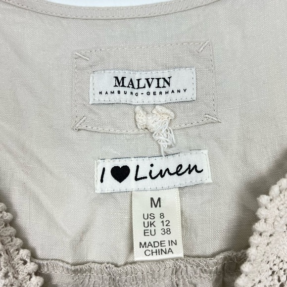 Malvin Hamburg Germany Linen Blouse M - Picture 3 of 8